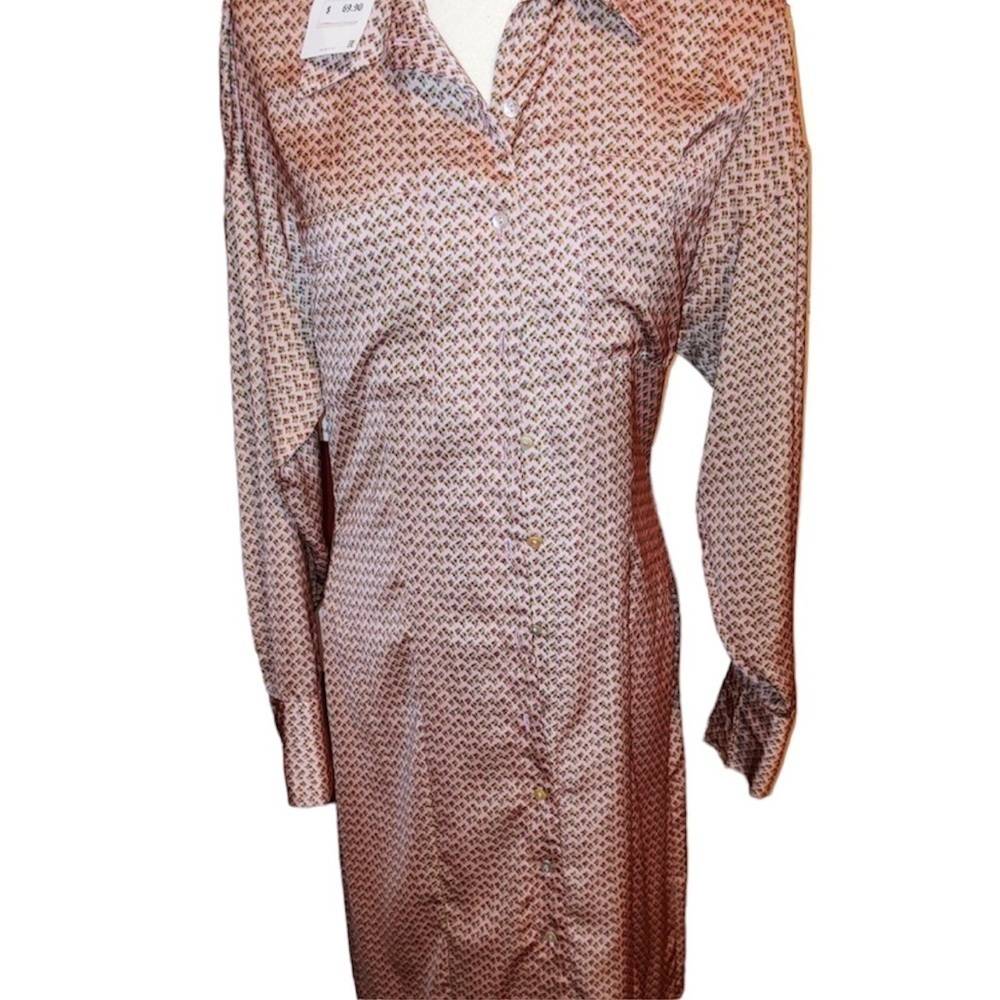 NWT Zara Polyester Floral Button Shirt Maxi Dress S